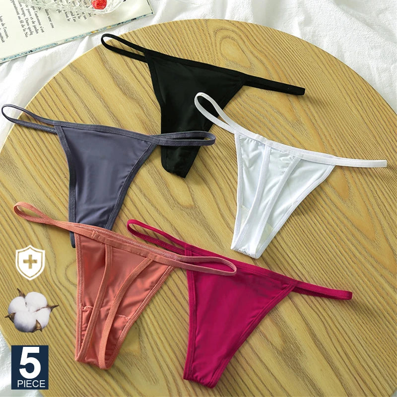 FINETOO 5Pcs/Set Sexy Women G-String Low Waist Panties Intimate
